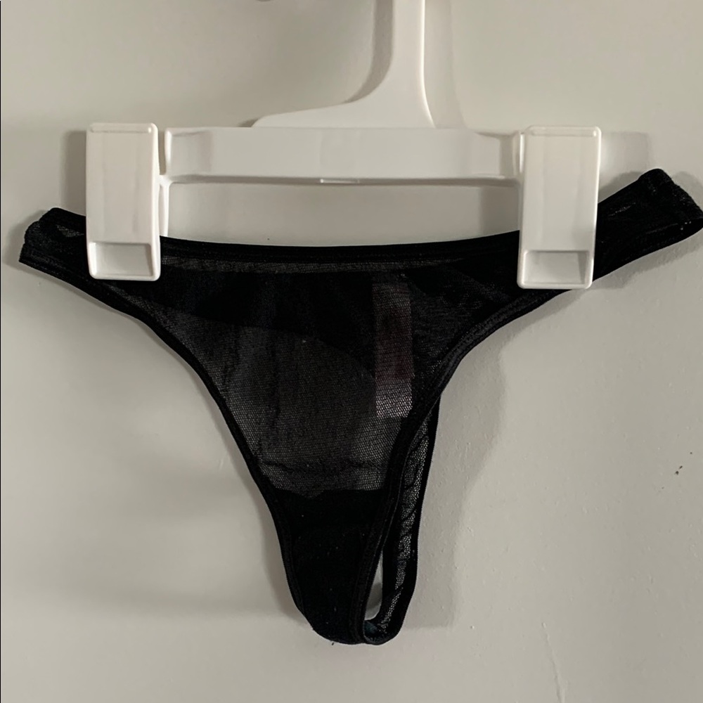 Rare Vintage Victoria's Secret Black Sheer Lingerie Thong 2002